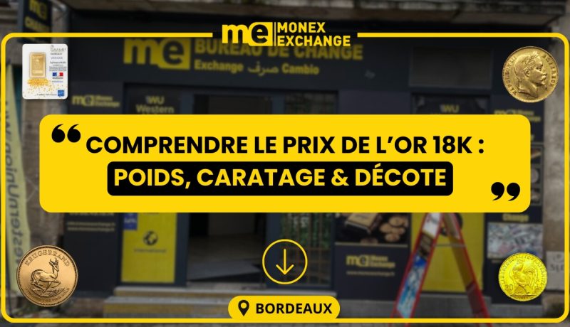 Prix or 18 carats Bordeaux : poids, caratage & décote